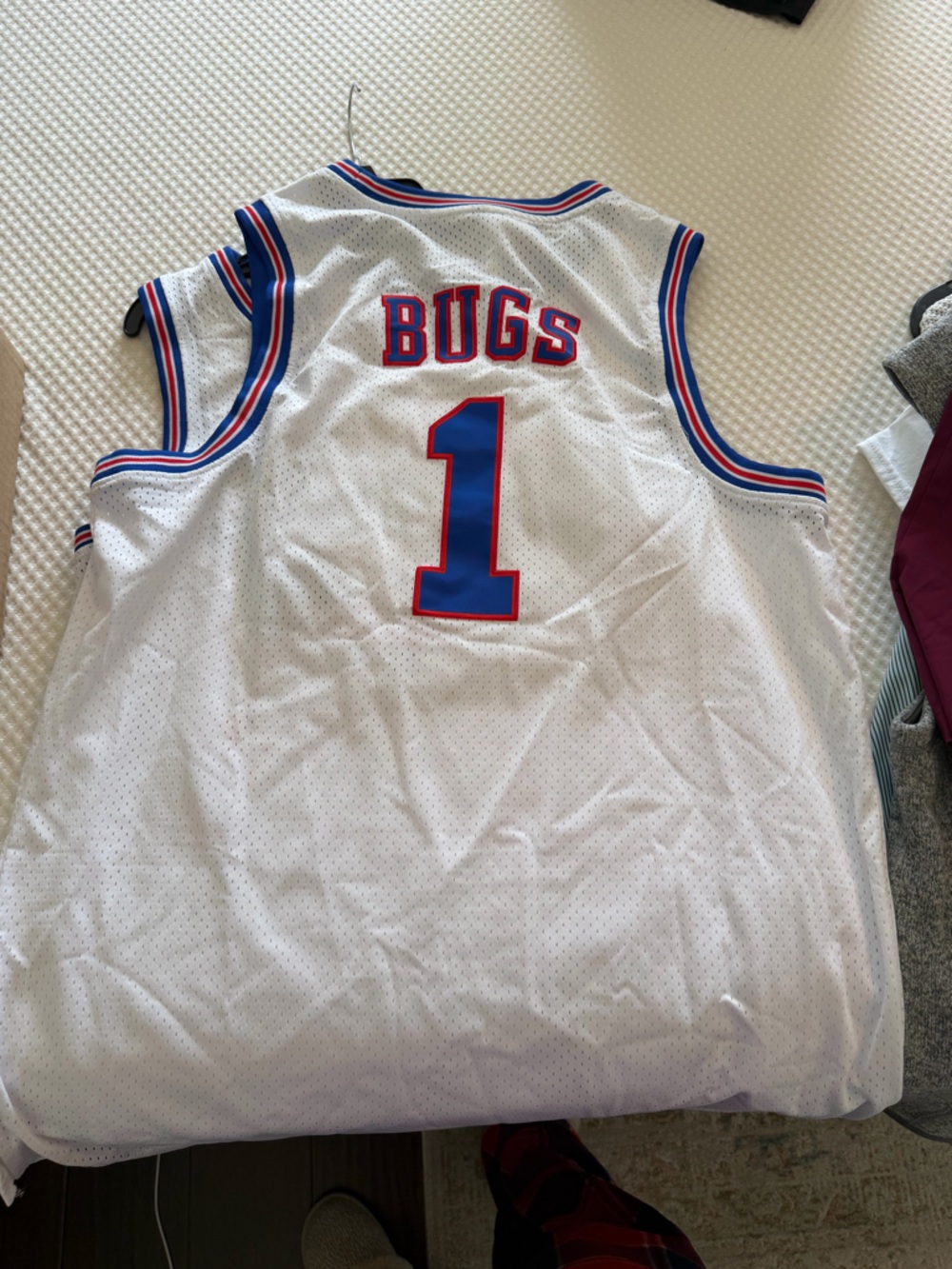White Bugs Bunny Jersey with Blue and Red #1 "BUGS"